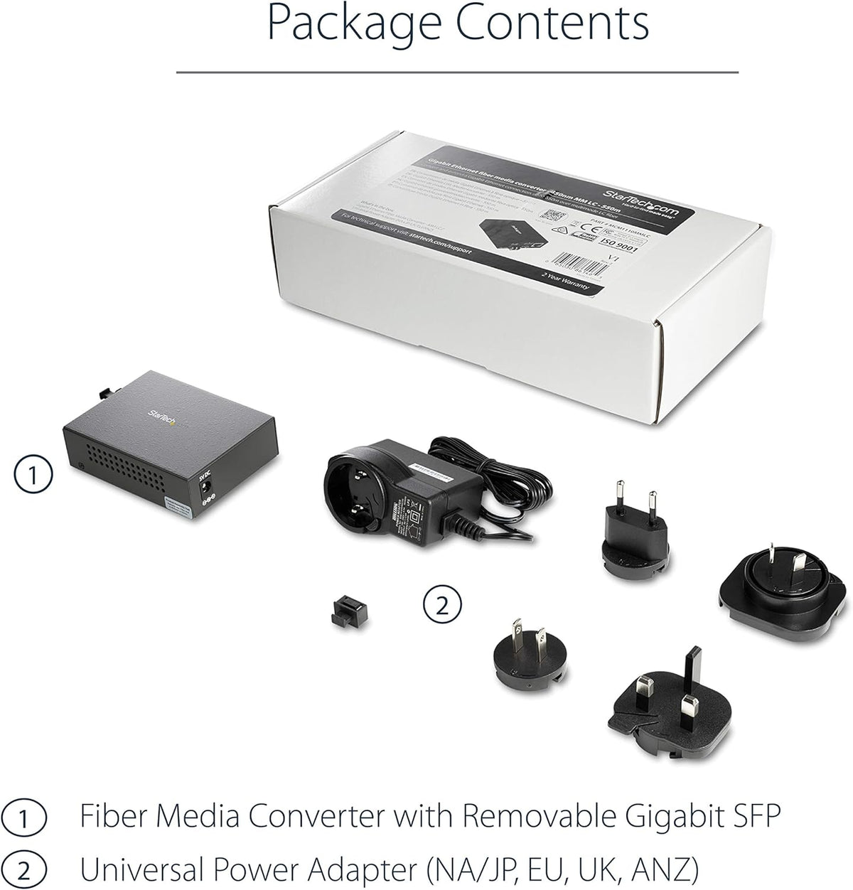 StarTech.com Multimode (MM) LC glasvezel mediaconverter voor 10/100/1000 netwerk - 550m - Gigabit Ethernet - 850nm - met SFP transceiver (MCM1110MMLC)