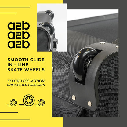 A2B Quest Lichtgewicht tas op wielen - Travel Duffle Bag met duurzame stress geteste wielen | Verstelbare riem, mesh zakken AB006, Zwart/Blauwgroen, L