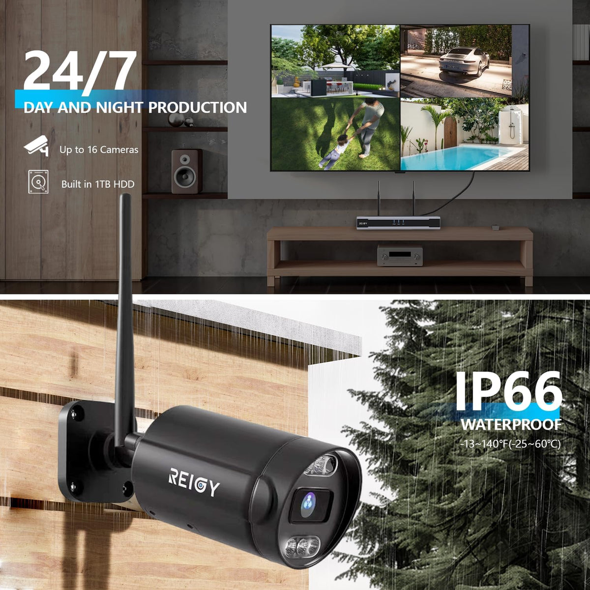 Bewakingscamera Systeem Buiten – Wifi Beveiligingscamera – Draadloze CCTV Camera – Outdoor Camera Set – NVR 16 Kanaals Recorder – 4K 8MP Resolutie – Kleurennachtzicht met Bewegingssensor