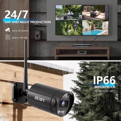 Bewakingscamera Systeem Buiten – Wifi Beveiligingscamera – Draadloze CCTV Camera – Outdoor Camera Set – NVR 16 Kanaals Recorder – 4K 8MP Resolutie – Kleurennachtzicht met Bewegingssensor