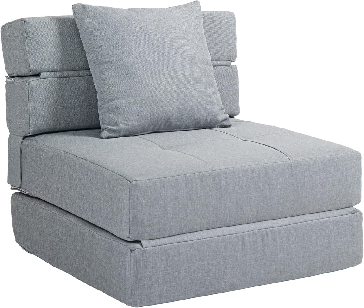 HOMCOM Folding Sofa Bed, 2-in-1 Folding Chair with Bed Function, Relaxing Chair with Cushion, Guest Bed for Living Room, Bedroom, Load Capacity up to 120 kg, Light Grey - QUORE