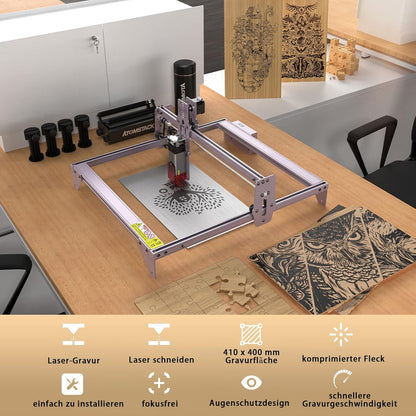 A5 Pro lasergraveermachine 40W, graveermachine, compressed spot, CNC-houtfrees, carving DIY graveermachine, zeer nauwkeurige snede voor hout metaal, 455 ± 5 nm, werkbereik 410 mm x 400 mm