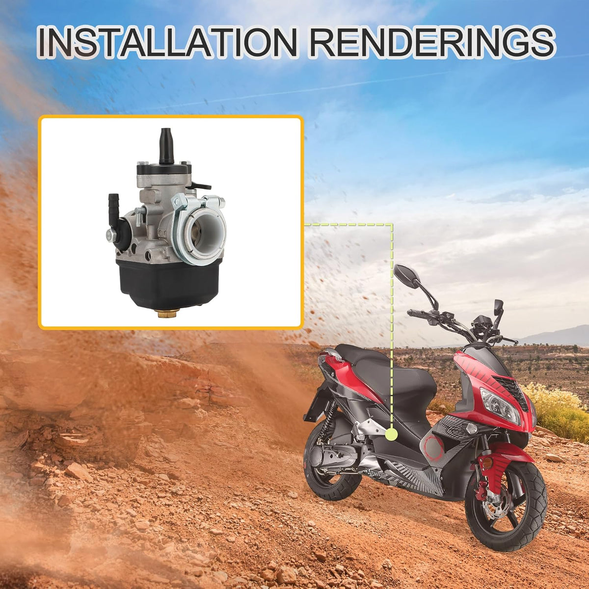 GOOFIT 22mm Carburator Phbl 22as Vervanging voor Dellorto 2-Stroke 50-300cc Engine Scooter ATV UTV Dirt Pit Bike