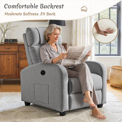 <font dir="auto" style="vertical-align: inherit;"><font dir="auto" style="vertical-align: inherit;">        Relaxation armchair, TV chair, leisure chair with USB and Type-C charging ports, adjustable backrest and footrest, single chair for living room, be