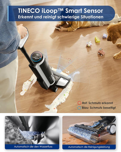 Tineco Floor One S3 Slimme Snoerloze Alles-in-één Stofzuiger | Oplaadbare Nat-Droog Stofzuiger en Dweil met Dual-Tank Design, Zelfreinigend, LED Display, App Controle | Krachtig, Lichtgewicht, Stil