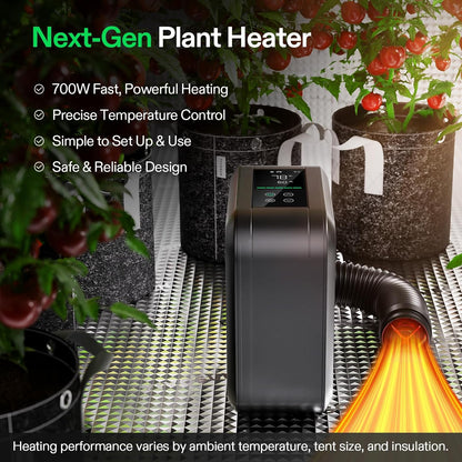 VIVOSUN AeroFlux Smart Grow Tent Heater, 700 W PTC Heater with Thermostat, VPD Monitoring, App Control, Overheat Protection and Extension Hose for Grow Tents, Rooms and Greenhouses - QUORE