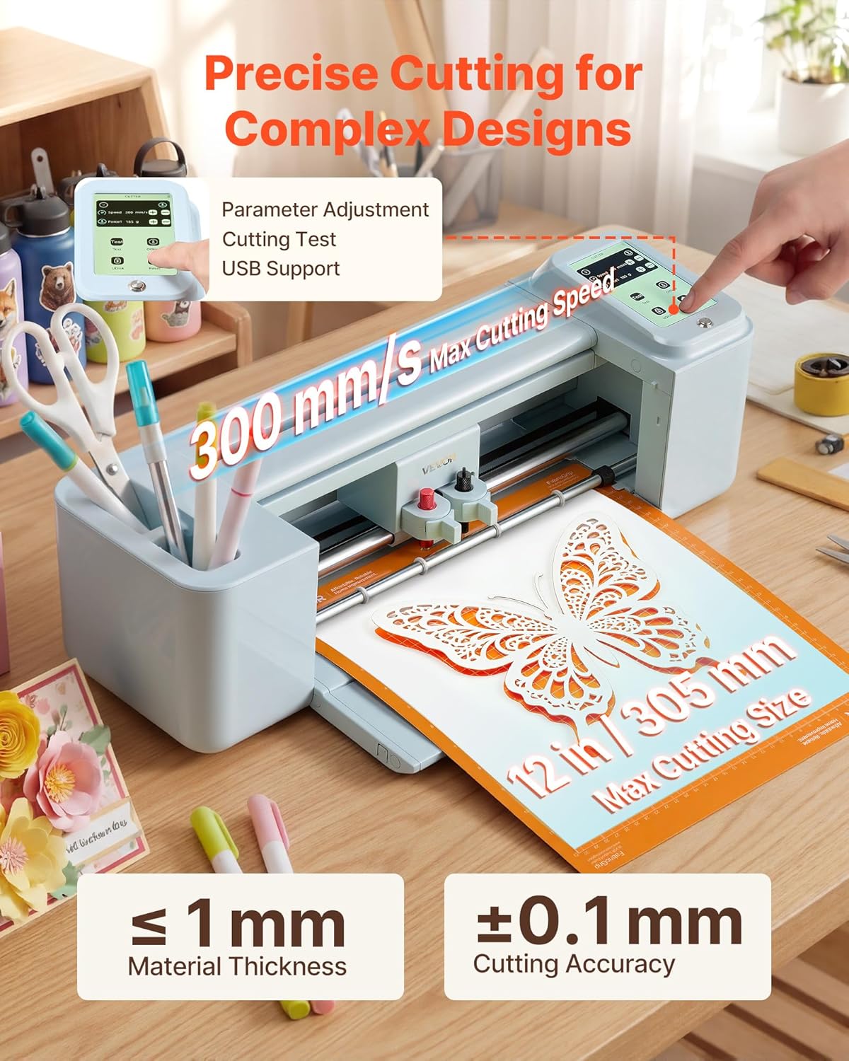 VEVOR Vinylsnijplotter, 305 mm, met gereedschapsset, materialen, touchscreen-bediening, multifunctionele snijmachine, compatibel met Android, iOS, Mac, Windows, voor knutselpapier