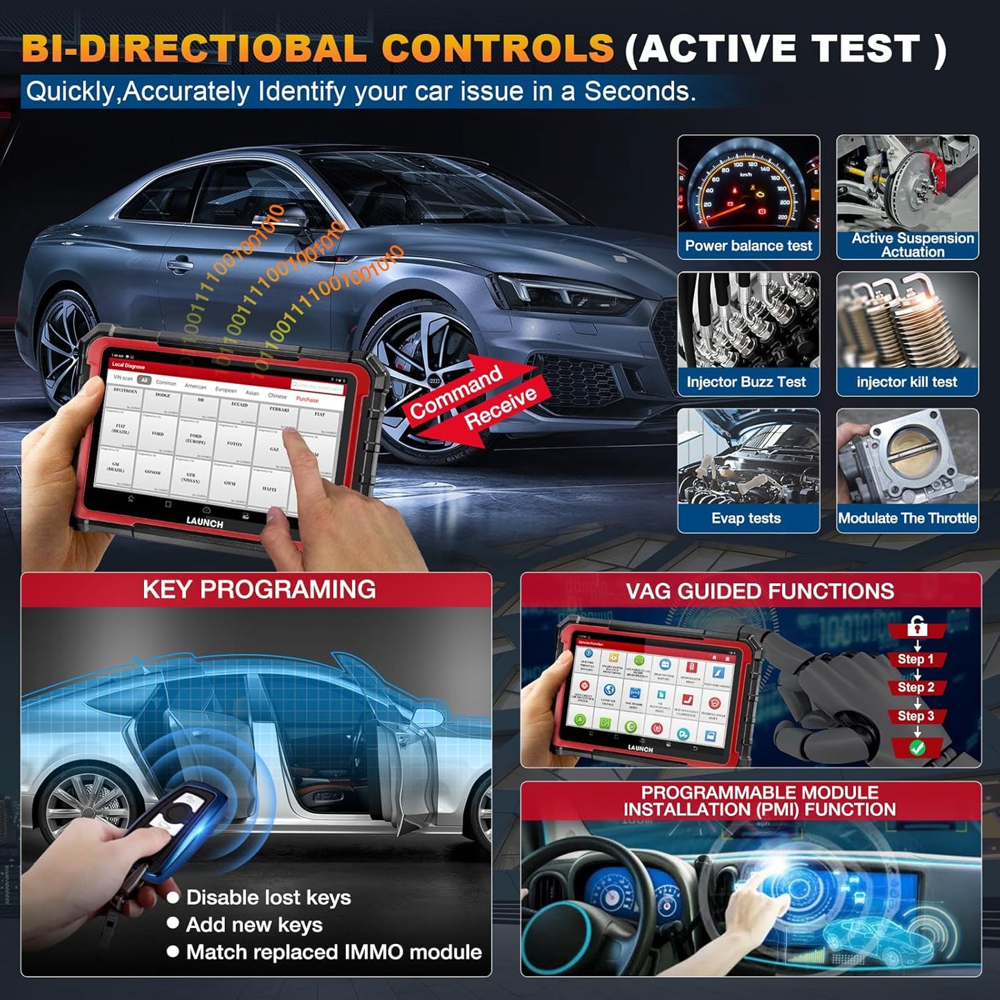 LAUNCH X431 PRO Elite Launch Diagnostisch Hulpprogramma,Bidirectionele OBD2 Code Lezer,ECU Online Codering,Volledig Systeem Diagnostische,38+ Reset Service,CANFD&DOIP,FCA,2 Jaar Update,2025 Model