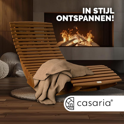 CASARIA® JAVA Sun lounger FSC®-certified Acacia wood Ergonomic Rocking Chair Lounger Garden Sauna - QUORE