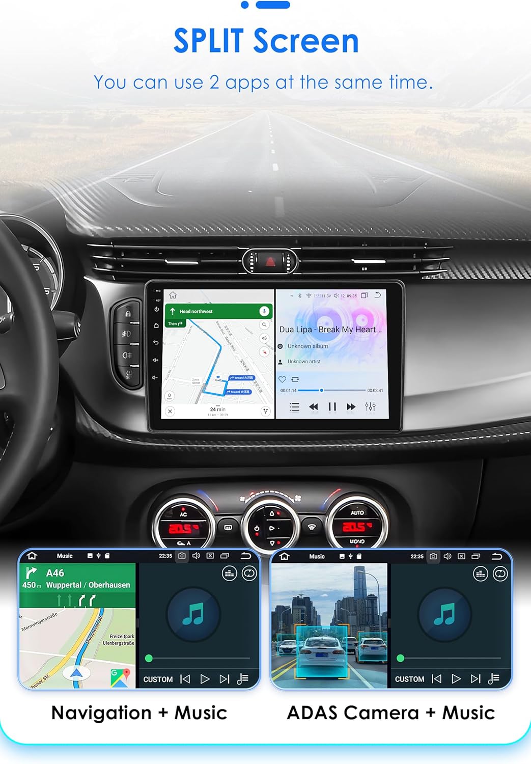 Android 13 Autoradio – Inbouwradio – Multimedia Systeem – Navigatiesysteem – Touchscreen Radio – 9 Inch QLED Scherm – Draadloze Apple CarPlay & Android Auto