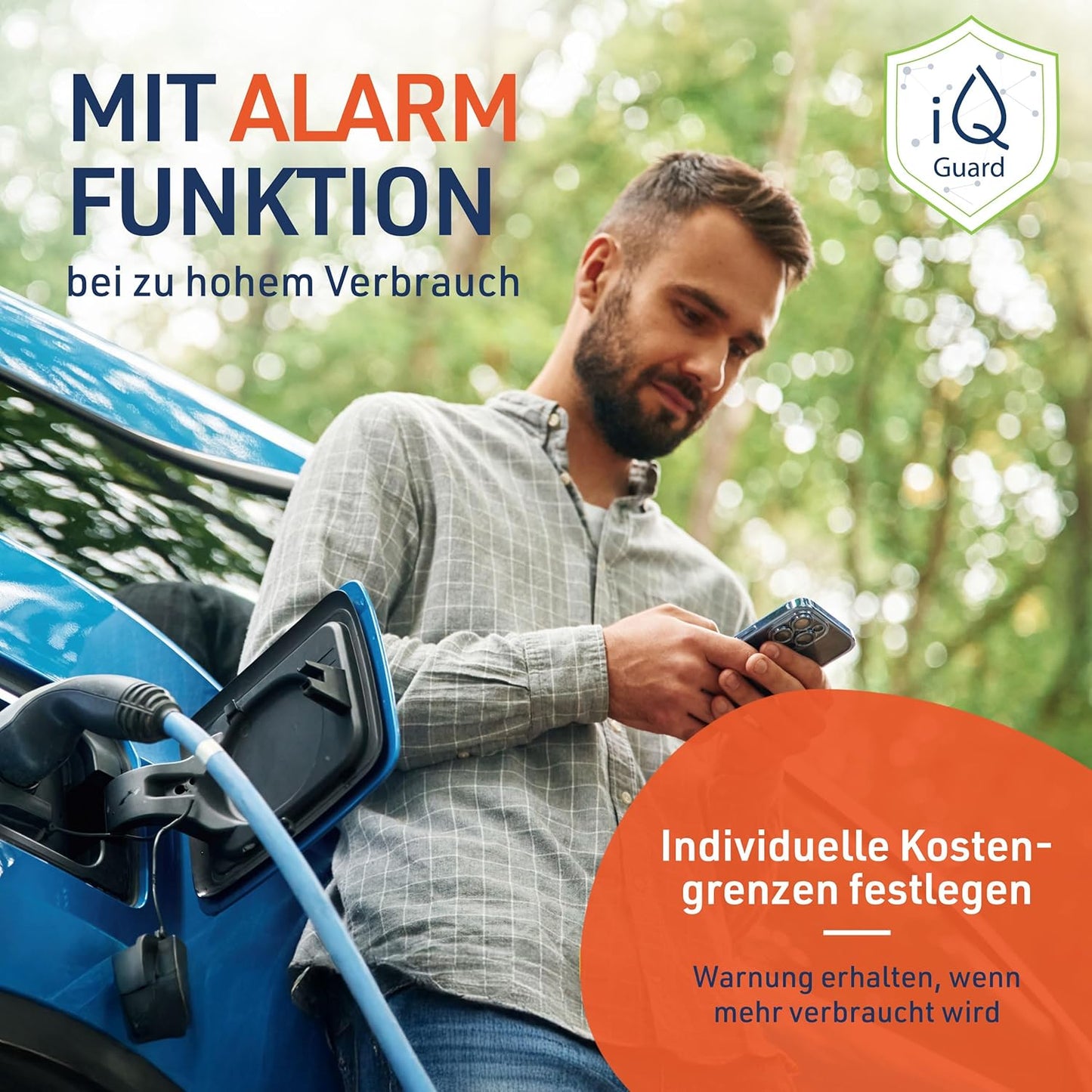iQ powerGuard - Slimme stroommeter incl. interface, iQ Cloud, app, alarmfunctie & WLAN - Digitale bewaking van stroomverbruik & kosten - stroommeter & stroomverbruikmeter met wifi