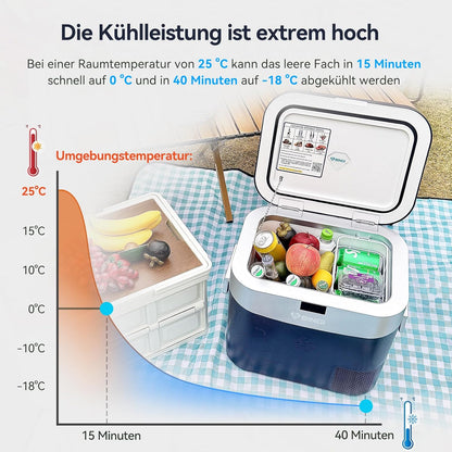 BINGI Compressor-koelbox, 22 l, mini-draagbare elektrische koelkast, 12/24 V DC, elektrische vriezer, draagbare vriezer voor auto, vrachtwagen, picknick, camping en thuisgebruik