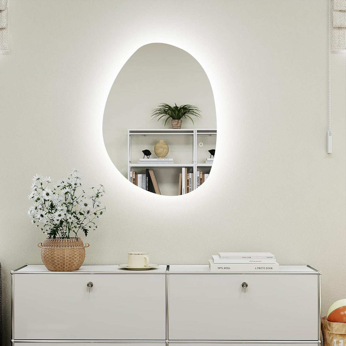 Badkamerspiegel – LED Spiegel – Verlichte Spiegel – Dimbare Spiegel – Wandspiegel – Anti-Condensfunctie – 80 x 60 cm Gehard Glas