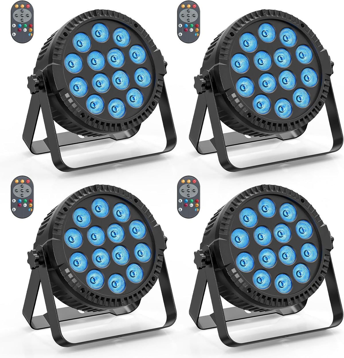 HOLDLAMP Lamps LED Stage Lights Stage Light 14 x 6W RGBW with Remote Control DMX 512 with Bracket Rainbow Effect Light for Bar DJ Disco Birthday GS Party Halloween Christmas Black - 4PCS - QUORE