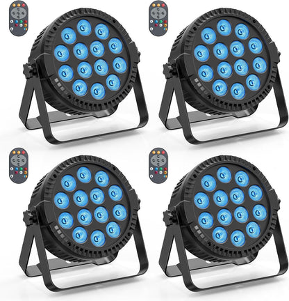 HOLDLAMP Lamps LED Stage Lights Stage Light 14 x 6W RGBW with Remote Control DMX 512 with Bracket Rainbow Effect Light for Bar DJ Disco Birthday GS Party Halloween Christmas Black - 4PCS - QUORE