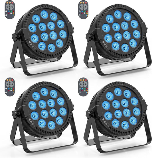 HOLDLAMP Lamps LED Stage Lights Stage Light 14 x 6W RGBW with Remote Control DMX 512 with Bracket Rainbow Effect Light for Bar DJ Disco Birthday GS Party Halloween Christmas Black - 4PCS - QUORE