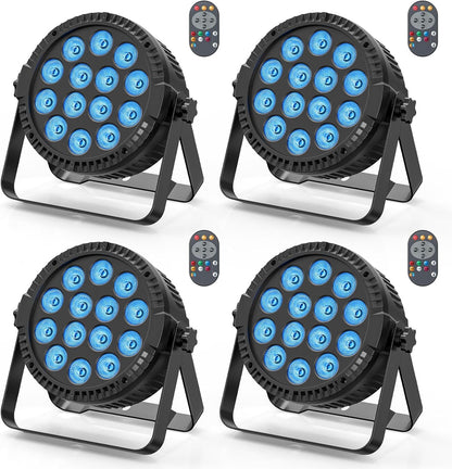 HOLDLAMP Lampen LED Podium Verlichting Podiumlicht 14 x 6W RGBW met Afstandsbediening DMX 512 met Beugel Regenboog Effect Licht voor Bar DJ Disco Verjaarda Gsfeestje Halloween Kerst Zwart - 4PCS