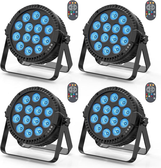 HOLDLAMP Lampen LED Podium Verlichting Podiumlicht 14 x 6W RGBW met Afstandsbediening DMX 512 met Beugel Regenboog Effect Licht voor Bar DJ Disco Verjaarda Gsfeestje Halloween Kerst Zwart - 4PCS