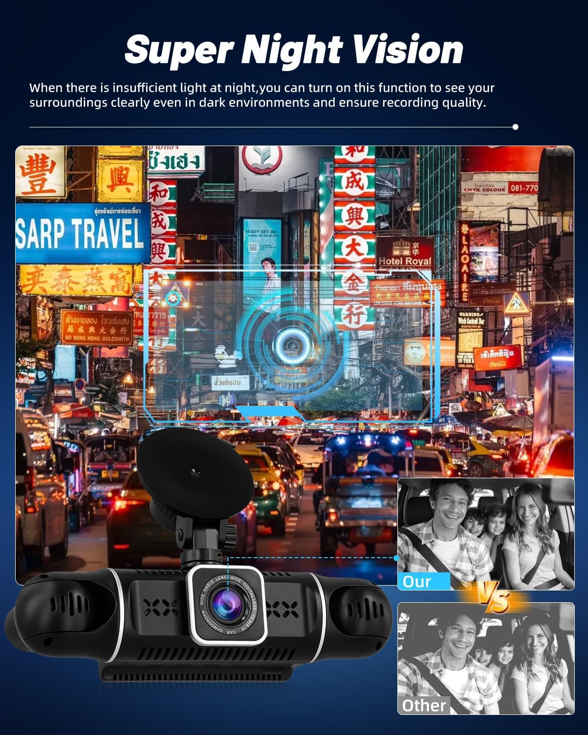 NHOPEEW 3 inch WiFi 2K Dashcam Auto DVR 4-kanaals 360° camera binnen links/rechts + achter 1080p nachtzicht, G-sensor, loop-opname