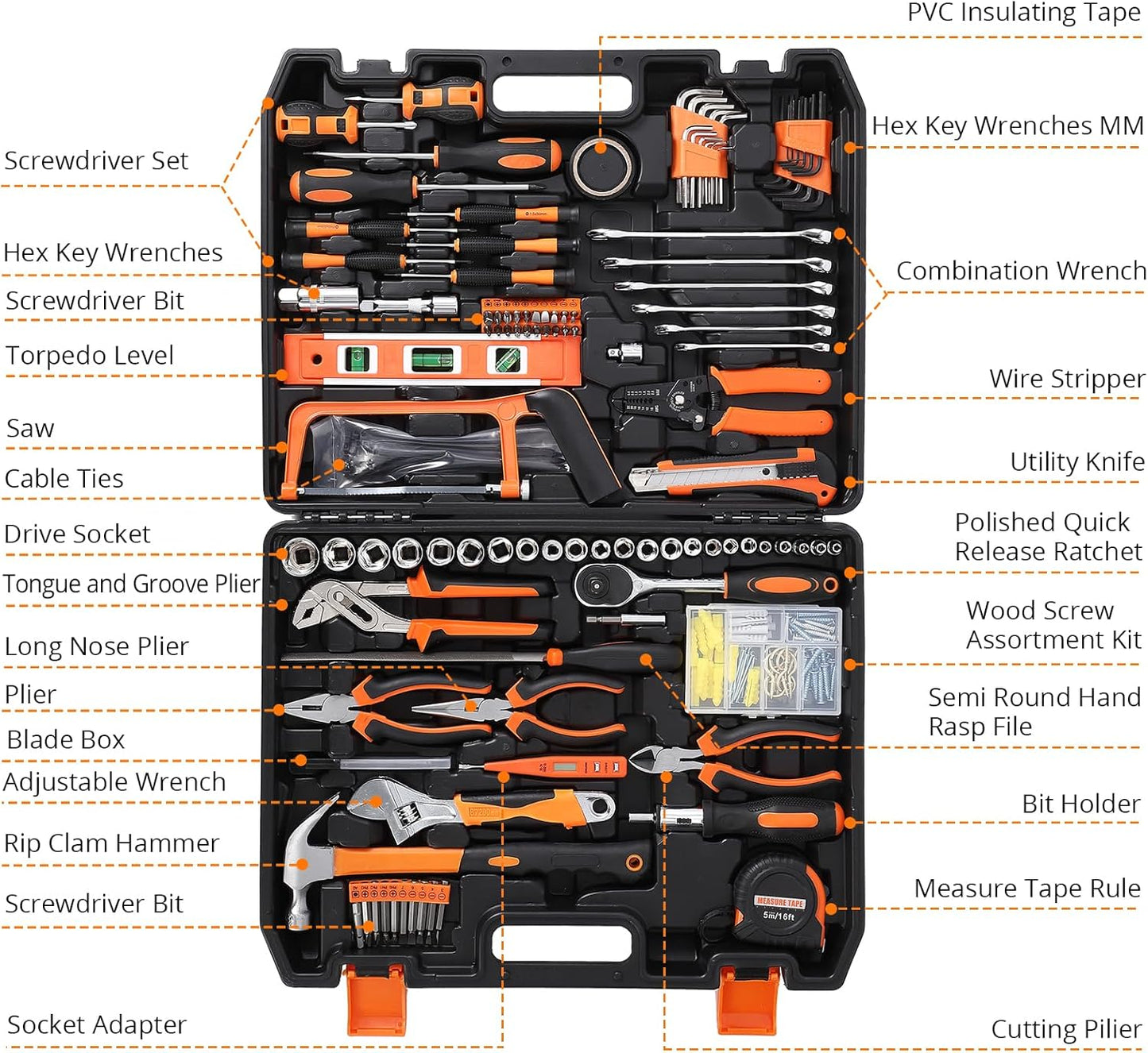 Garvee 236-delige gereedschapsset, Auto Reparatie Tool Combinatie Pakket, Socket Wrench Mixed Tool Set Hand Tool Kit met Plastic Toolbox Opbergkoffer, Complete Huishoudelijke Gereedschapskist met