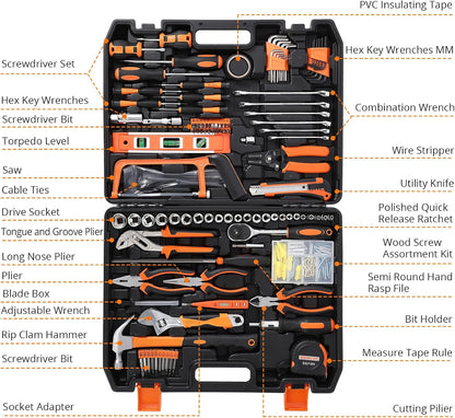 Garvee 236-delige gereedschapsset, Auto Reparatie Tool Combinatie Pakket, Socket Wrench Mixed Tool Set Hand Tool Kit met Plastic Toolbox Opbergkoffer, Complete Huishoudelijke Gereedschapskist met