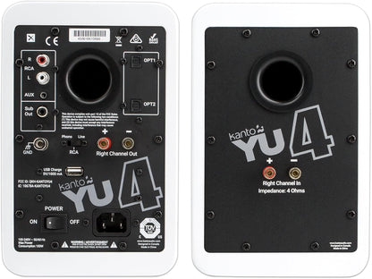 Kanto YU4MW luidsprekers met Bluetooth-voeding - 140 watt - Phono-voorversterker (matwit)