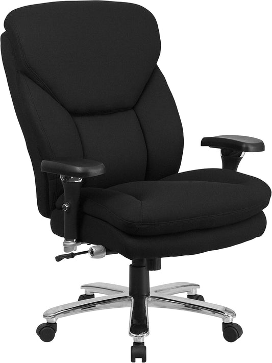 Flash Furniture HERCULES Serie 24/7 Intensief Gebruik Big & Tall 400 lbs. Beoordeelde Zwarte Stof Executive Ergonomische Bureaustoel met Lumbale Knop
