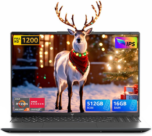 Laptop A-MD Ryzen 4300U Processor (Up to 3.7 GHz), 16GB RAM 512GB SSD, 15.6" 1920 * 1080 IPS FHD - Perfect for Students & Professionals, BT5.0, 3x USB 3.2, HDMI, Type-C