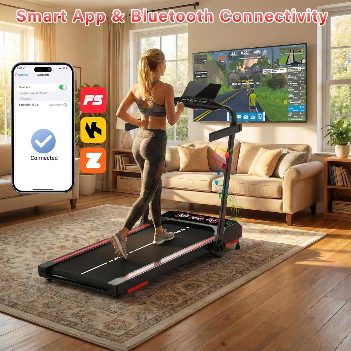 Loopband – Inklapbare Loopband – Fitnessapparaat – Hardloopband – Walking Pad – Bluetooth Luidspreker – Manuele Helling 10%