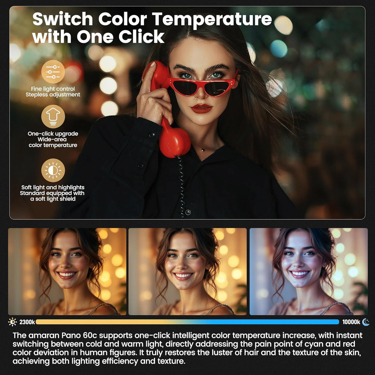RGB LED paneel voor video en fotografie – Lichtpaneel – Studiolamp – Videolamp – Fotolamp – Houtskool – 60W – Kleurtemperatuur 2300K-10000K met App-Bediening en 12 Lichteffecten