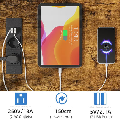 Verrijdbare TV Standaard met Beugel en Stopcontact – In Hoogte Verstelbaar TV Meubel met Lade, Geschikt voor 32–75 Inch TV's, Rustiek Houtlook