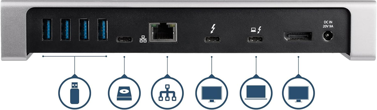 StarTech.com Thunderbolt 3 Dock - Dual Monitor 4K 60Hz TB3 Laptop Docking Station met DisplayPort - 85W Power Delivery Charging - 6-Port USB 3.0 Hub, SD 4.0, GbE, Audio - Windows & Mac