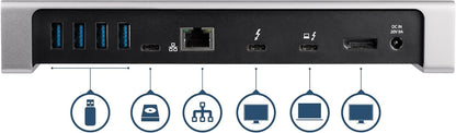 StarTech.com Thunderbolt 3 Dock - Dual Monitor 4K 60Hz TB3 Laptop Docking Station met DisplayPort - 85W Power Delivery Charging - 6-Port USB 3.0 Hub, SD 4.0, GbE, Audio - Windows & Mac