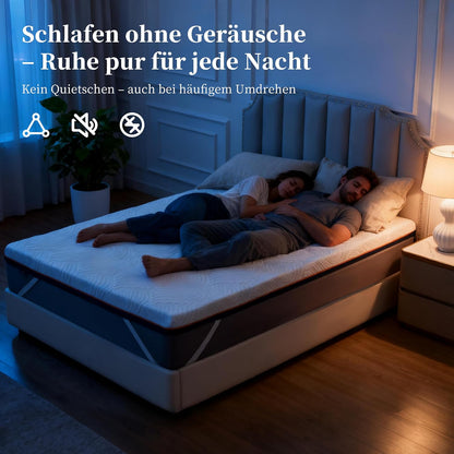 Topper 140x200 cm – Matrasbeschermer – Matrasonderlegger – Matrasverbeteraar – Matrasschuim – Memory Foam & Koudschuim – Orthopedisch Comfort – Ademend 3D-Mesh Overtrek