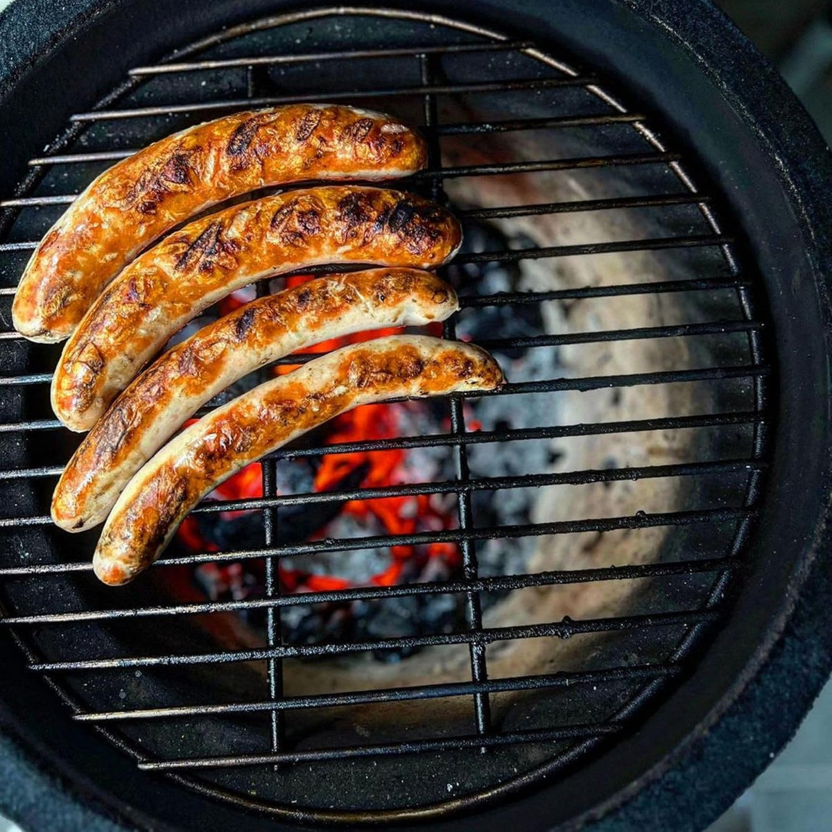 BBQ-Toro Kamado Hairo Charcoal Barbecue, 32cm with Thermometer, Wooden Handle, Ceramic Grill, Mini Charcoal Grill (Grey) - QUORE