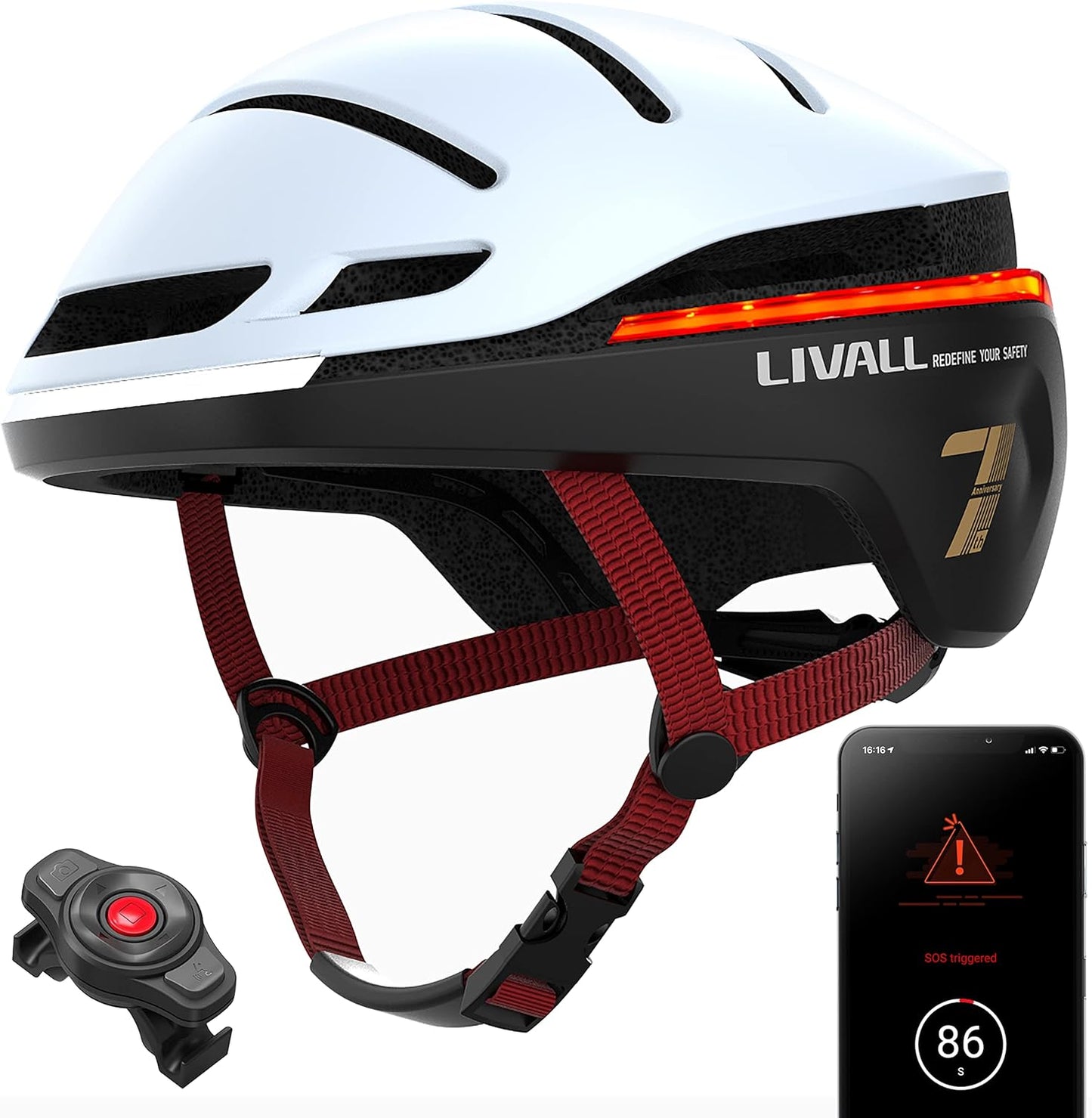 LIVALL EVO21 Smart Cycle Helm met Smart Lighting, 360 graden zichtbaarheid, valdetectie en SOS Alert