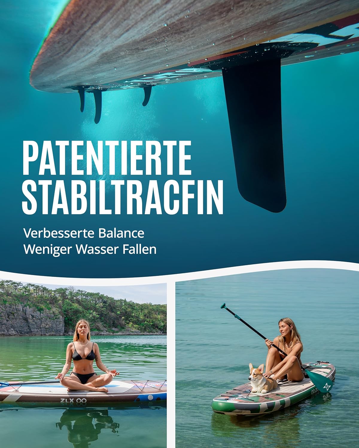 ZLX Opblaasbare SUP 10'6" Paddleboard voor Volwassenen – Antislip Stabiel Deck, Unieke Middenvin, Inclusief Premium Accessoires, Geschikt voor Beginners en Gevorderden