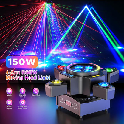 150 W led-lier met afstandsbediening, RGB-lichtspellen, podiumlicht voor disco, bar, bruiloft, concert, club, Kerstmis