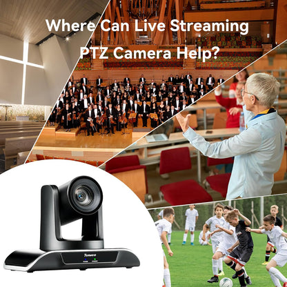 Tenveo PTZ AI Autotracking 30X Optische Zoom Camera 3G-SDI/HDMI/USB3. 0/RJ45 PoE Conference Camera 1080P 60FPS IP Live Streaming Camera