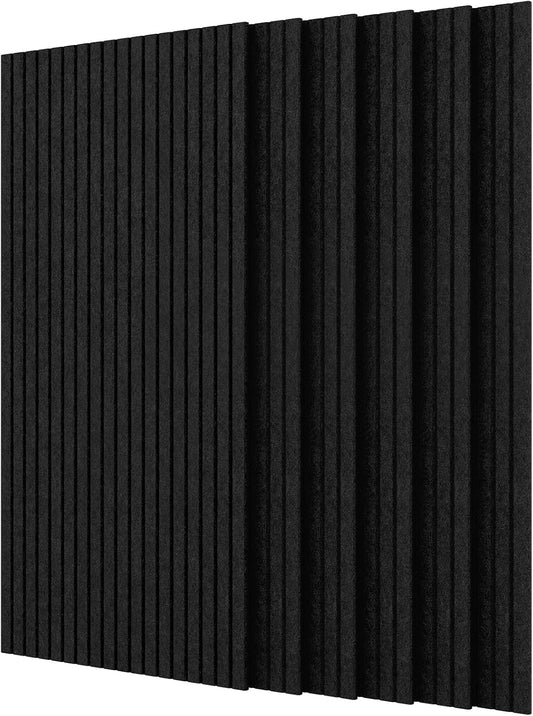 6 stuks akoestische panelen, 120 x 60 decoratieve geluiddichte wandpanelen, grote zelfklevende geluidsabsorberende panelen voor kantoor, thuisbioscoop, studio, zwart