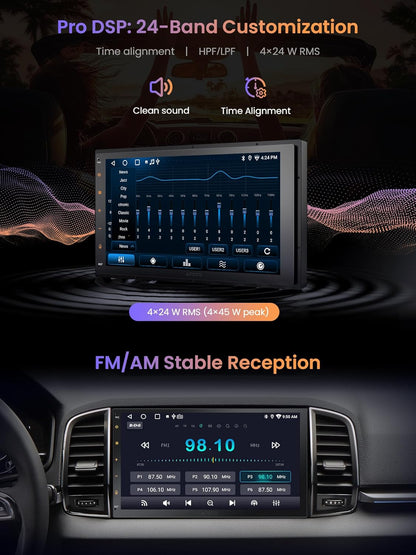 Android Autoradio Dubbele Din, Draadloze CarPlay Android Auto, 7 Inch Touchscreen Autoradio met GPS Navigatie WiFi/BT/SUB, 24-Band EQ, Mirror Link, Achteruitrijcamera, A5LG2B7T-S01