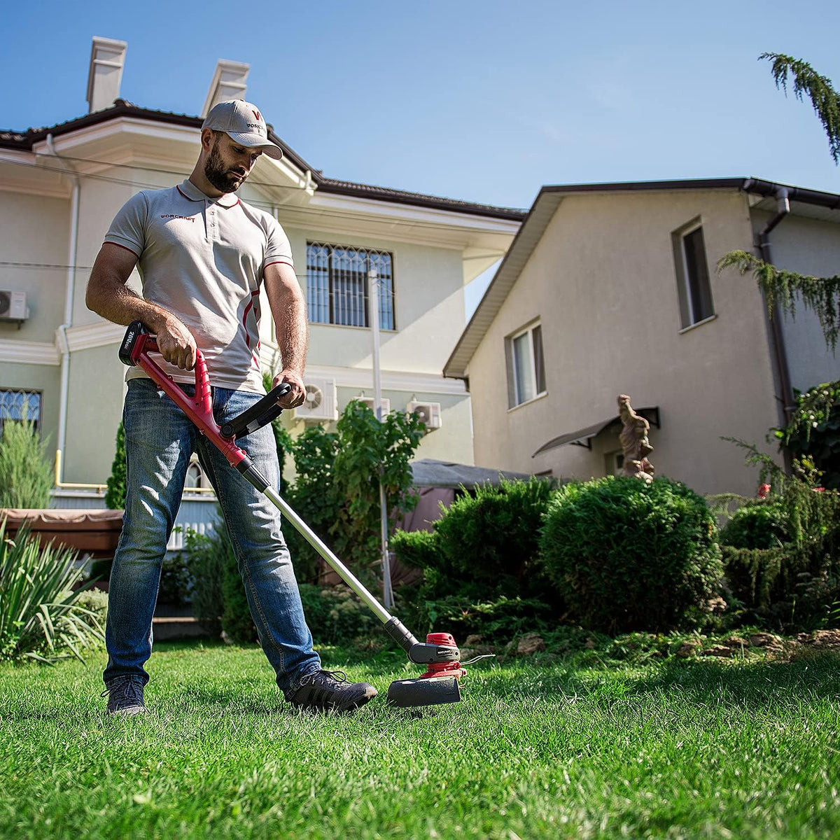 Accu Grastrimmer – Graskantentrimmer – Elektrische Trimmer – Snoerloze Grasmaaier – Tuintrimmer – 25 cm Snijbreedte – 90° Roteerbare Trimmerkop
