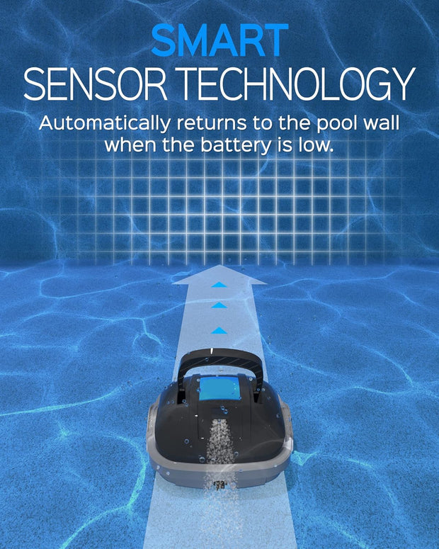 Zwembadstofzuigers - Zwembadrobot - Automatische Zwembadreiniger - met Automatisch Parkeren - Twee Waterinlaten - 100min. Autonome Zwembadstofzuiger - voor Zwembaden Onder de 80m² - Donkergrijs