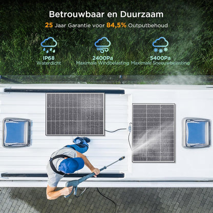N-Type 16BB Zonnepaneel, 20.16V Monokristallijn Fotovoltaïsche Zonnecel, PV-Module voor 12 Volt-Batterijen, Caravan, Camper, Boot, Jacht, Dakhouders, Off-Grid (100W)