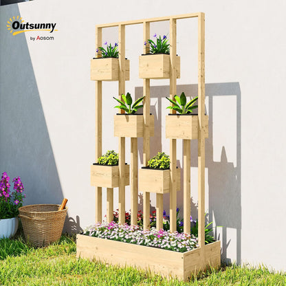 Outsunny Planter with Climbing Frame and Baskets, Wooden Planter Flower Pot, 90 x 45 x 170 cm, For Garden, Balcony and Terrace, Flower Box for Climbing Plants