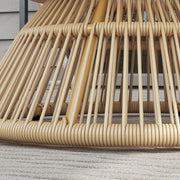 Tuintafel - Tuintafel Rond - Bijzettafeltje - Bistrotafel - Salontafel - Rotanlook - met  Dienblad van Gehard Glas - voor Terras - Tuin - Ø 60 x 37 cm - 	Natuurlijk Hout