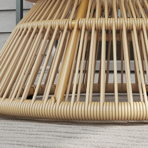 Tuintafel - Tuintafel Rond - Bijzettafeltje - Bistrotafel - Salontafel - Rotanlook - met  Dienblad van Gehard Glas - voor Terras - Tuin - Ø 60 x 37 cm - 	Natuurlijk Hout