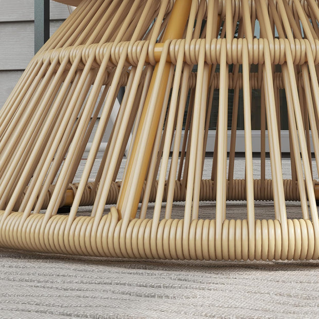 Tuintafel - Tuintafel Rond - Bijzettafeltje - Bistrotafel - Salontafel - Rotanlook - met  Dienblad van Gehard Glas - voor Terras - Tuin - Ø 60 x 37 cm - 	Natuurlijk Hout