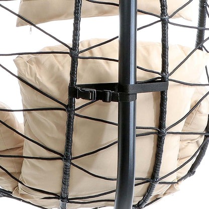 Wiltec hangstoel loungestoel in- en outdoor tot 130 kg cocoon eistoel eggchair met frame en kussens