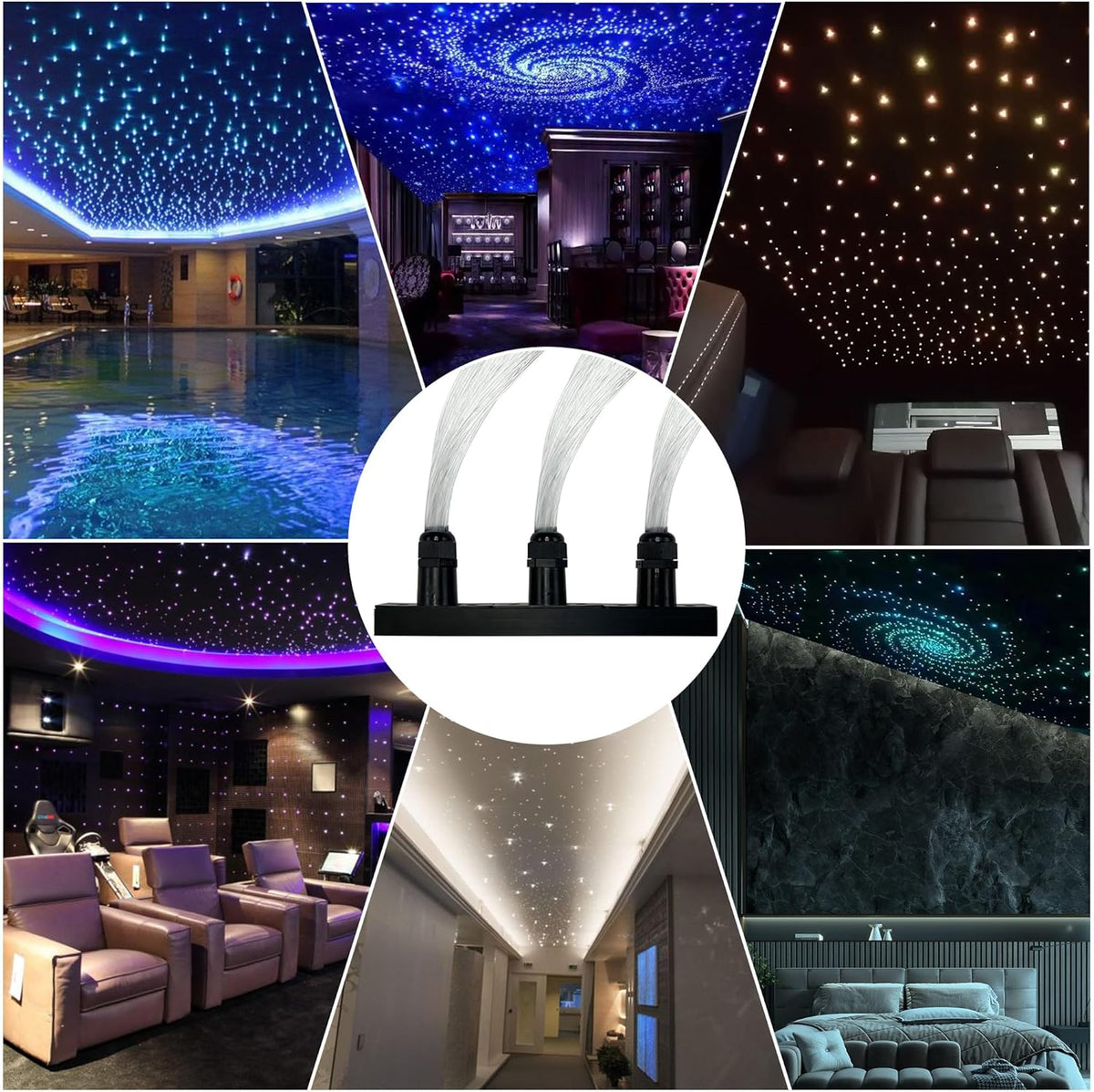 GIDEALED Twinkle Sterrenhemel glasvezel licht voor auto / thuis, 600 stuks x 3 m x 0,75 mm Star plafondlampenset met app/afstandsbediening RGBW Fiber Optic Light muziekmodus, tijdfunctie en